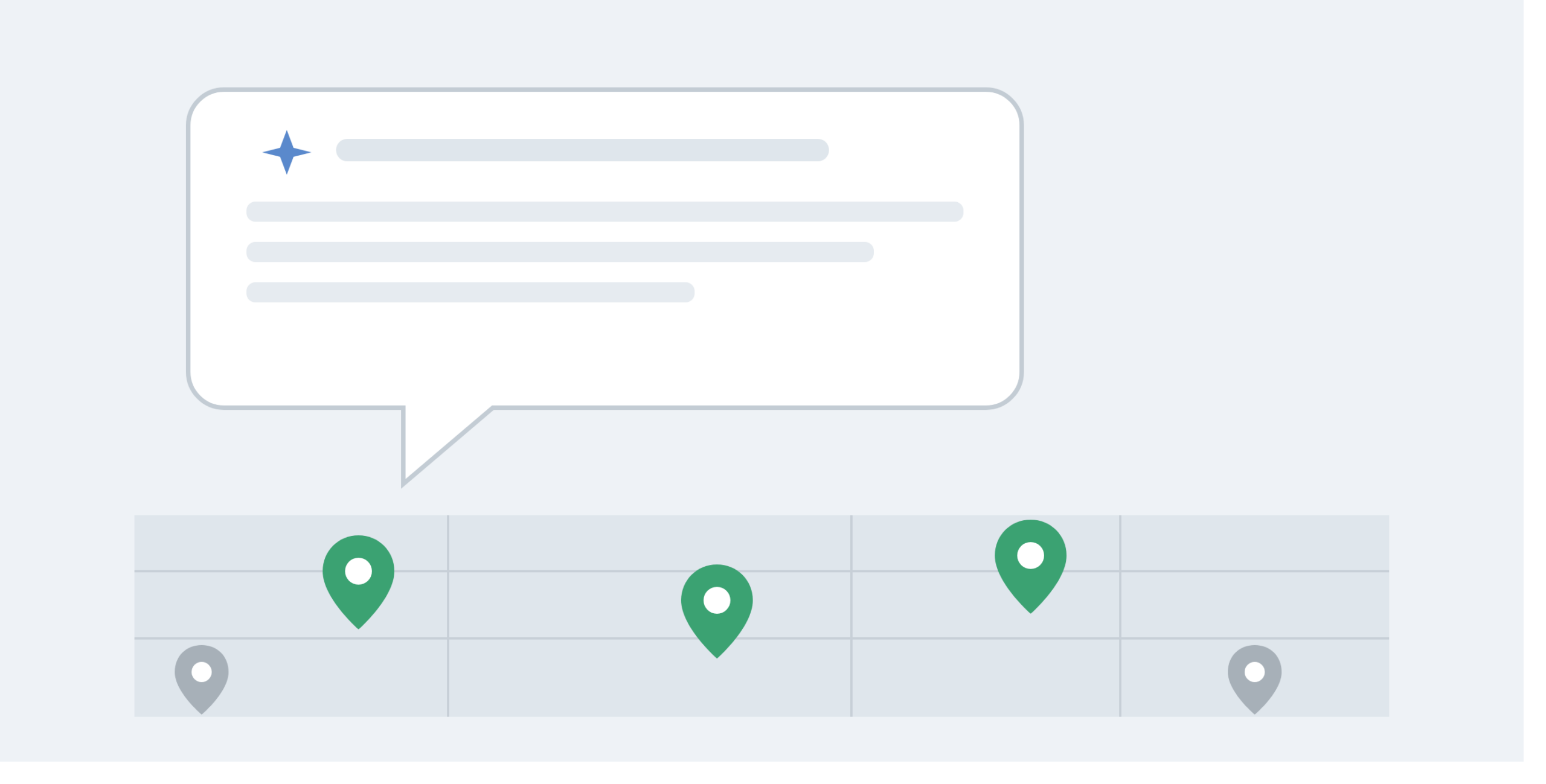 Map markers with speech bubble above