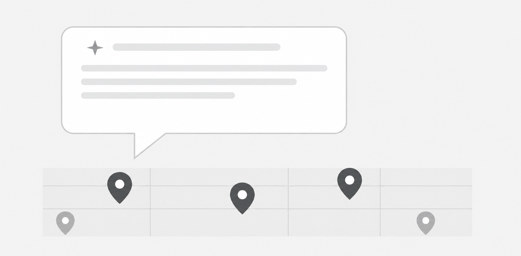 Map markers with speech bubble above