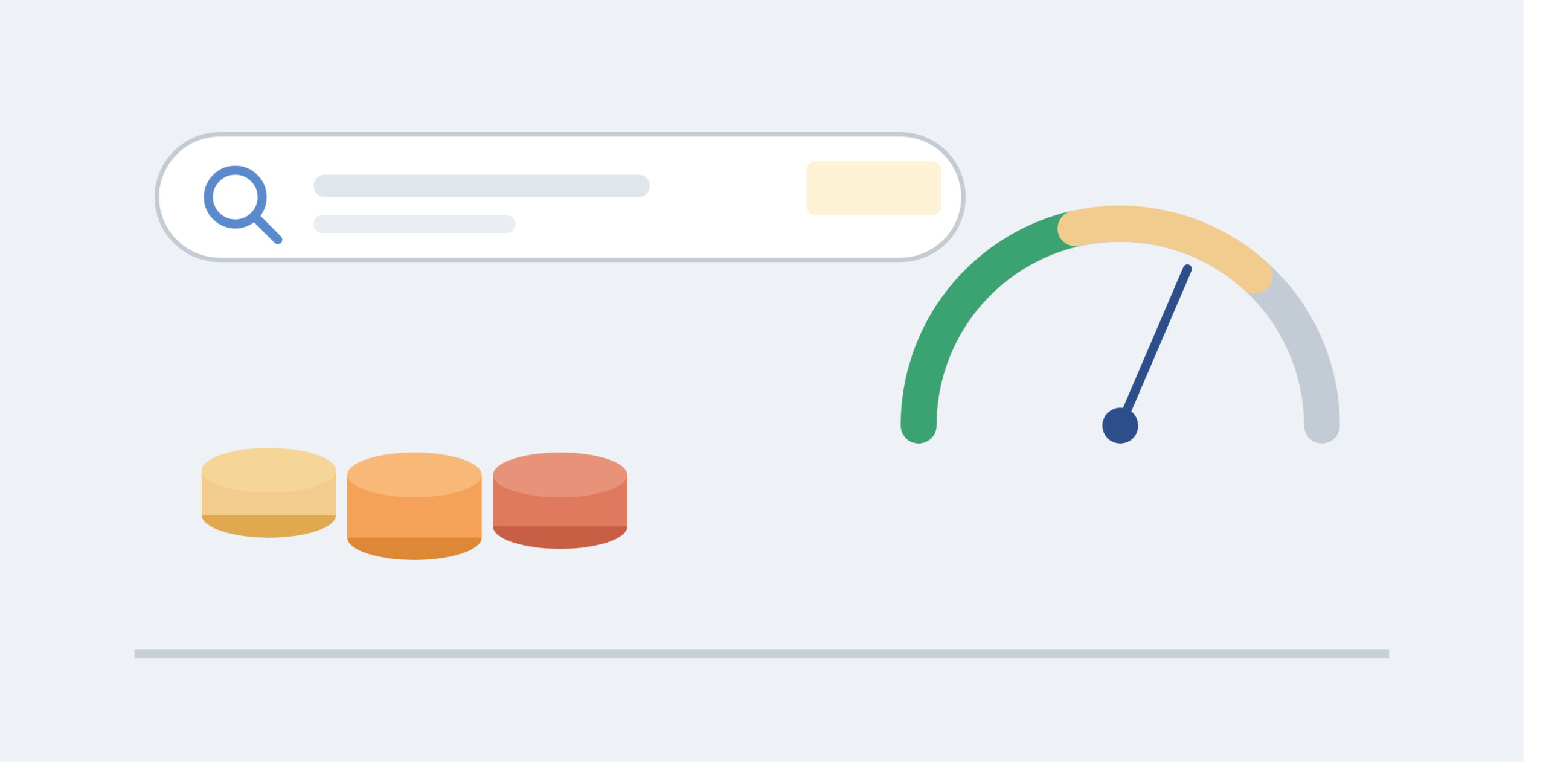 Search bar with budget indicators and gauge